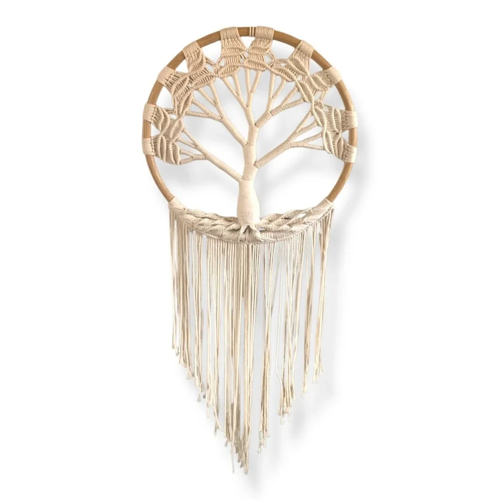 Handmade Macrame Tree Of Life Dreamcatcher Wall Hanging Decor 36